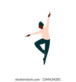 Professional African American Male Ballet Dancer Dancing Classical Ballet Dance Vector Illustration