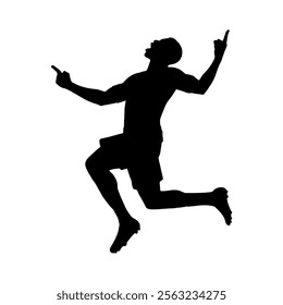 Professional african soccer player celebrating silhouette vector illustration design on white background.
