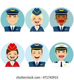 Professional air crew member avatars on circle