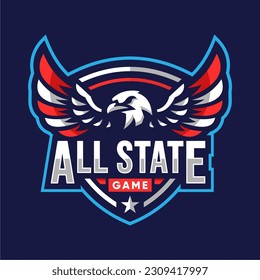 Professional All State Eagle Esports Logo Template for Game or Sport Team Illustration