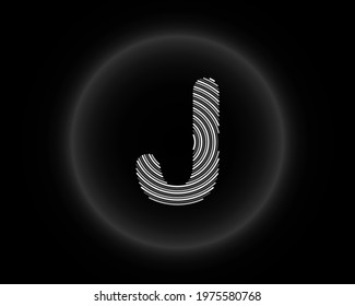 Professional Alphabet letter J ornate lettering monogram design on aesthetic metallic black texture background
