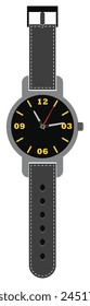 Ilustración vectorial de reloj de pulsera analógica de Profesional. Reloj De Pulsera Clásico En Esfera Gris Con Hermosas Correas En Color Gris También. Reloj De Pulsera Analógico En Combo Gris Aislado Sobre Fondo Blanco.