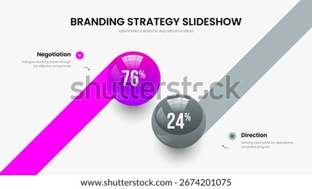 Professional Analysis 2 Option Diagram Frame Design. Simple Briefing Two Element Chart Slideshow Layout. Science Review Slide Template Vector Illustration.