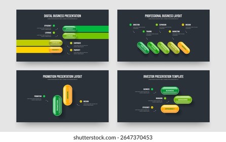 Professionele analyse 4 5 2 3 Optie Infographic Frame Design Collection. Visuele beoordeling Vier Vijf Twee Drie Element Diagram Slideshow Sjabloon Vector Illustratie Bundel.