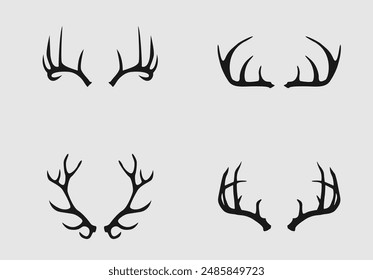 professional antlers silhouette vector art design