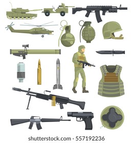 Infanteriewaffenwaffenwaffe, Transport- und Soldaten-Ausrüstung für Realistische Objekte in Chaki-Farbe