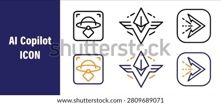 Professional artificial intelligence copilot and assistant icons collection for modern technology vector and illustration