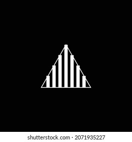 professional artistic logo symbol A in the shape of a triangle with black and white stripes 