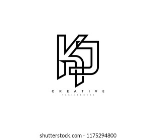 Professional Artistic Monogram Letter KJ Linked Design Logo