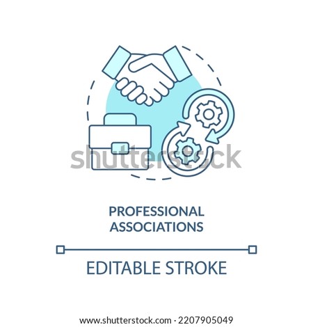 Professional associations blue concept icon. Business community. Networking abstract idea thin line illustration. Isolated outline drawing. Editable stroke. Arial, Myriad Pro-Bold fonts used