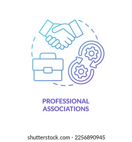 Professional associations blue gradient concept icon. Networking. Partnership. Business cooperation abstract idea thin line illustration. Isolated outline drawing. Myriad Pro-Bold font used