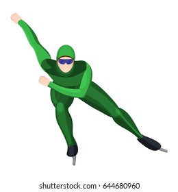 Professional athlete skating in green uniform vector illustration isolated