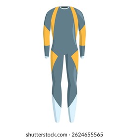 Professional athlete is wearing a high tech winter sports suit designed for speed and performance on the slopes