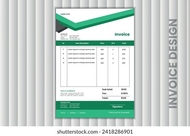 Professional attractive and unique invoice design template