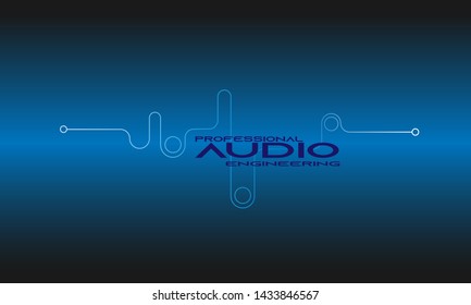 Professional Audio Engineering Emblem Banner, Dance DJ Party Logo, Sound System Design Badge, Blue Steel and white Gradient