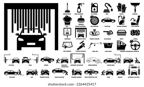 Icono de detalle de auto profesional. Ilustraciones vectoriales