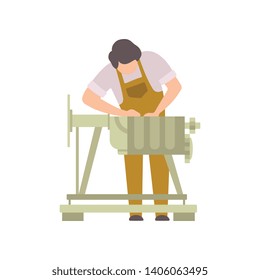 Professional Auto Mechanic Character Working In Car Repair Service Vector Illustration