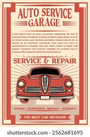 Professional Auto Service Garage Poster Design Vector Illustration for Your Promotions