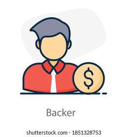 A professional avatar, backer icon in flat vector 