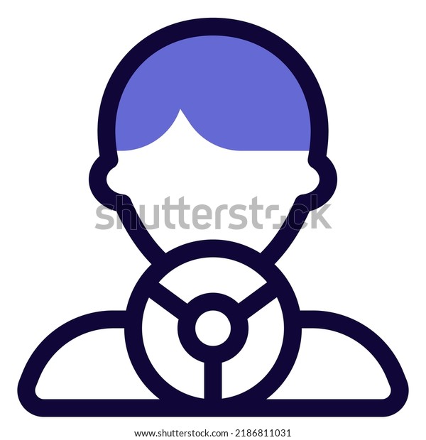 Professional avatar of male driver handling the
steering wheel