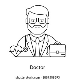 
A professional avatar vector in line style, doctor icon 