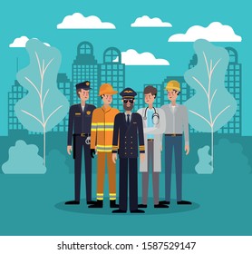 Professional avatars men design, Working occupation person job corporate employee and service theme Vector illustration