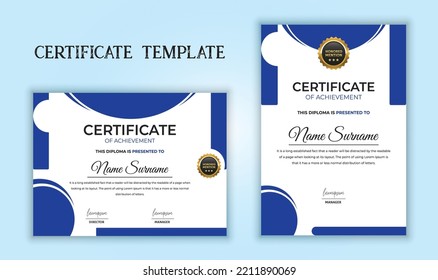 Professional award certificate template with golden badge. Certificate of achievement, appreciation, diploma template vector design