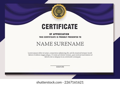 professional award certificate vector template. with color accents and blue landscape design