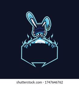 professional bad rabbit mascot illustration gaming esport logo vector template