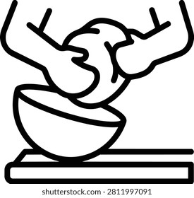 Professional Bakery Dough Transfer Vector Illustration, Artisanal Bread Preparation Process for Food Industry and Commercial Baking