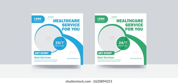 Professional banner medical healthcare service social media post template