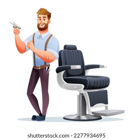 Professional barber character. Barber shop cartoon illustration