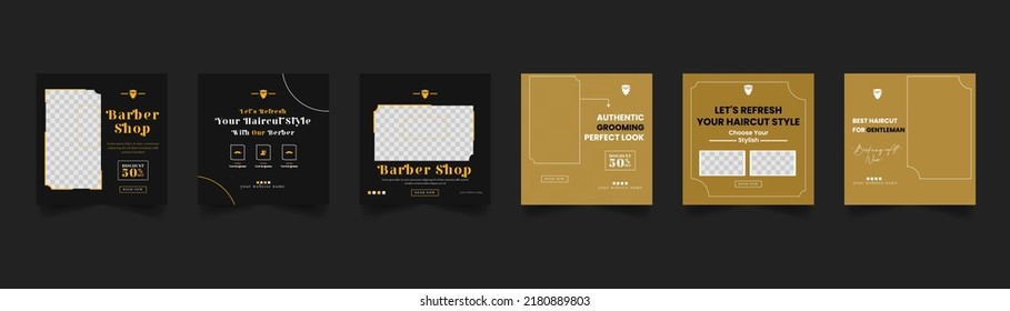 Professional Barber Shop Social Media Post Template, Authentic Grooming New Look Editable Banner Template 