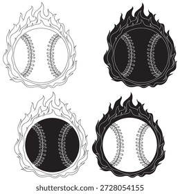 Profesional de béisbol envuelto en llamas con un efecto de fuego dinámico. Representa velocidad, potencia y pasión deportiva extrema, ideal para gráficos de torneos, potencia y bolas rápidas
