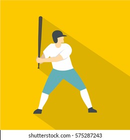 Professional baseball player icon. Flat illustration of professional baseball player vector icon for web   on yellow background