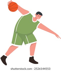 Personagem profissional de jogador de basquete. Design de ilustração de desenhos animados vetoriais