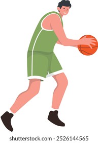 Personagem profissional de jogador de basquete. Design de ilustração de desenhos animados vetoriais