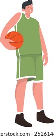 Personagem profissional de jogador de basquete. Design de ilustração de desenhos animados vetoriais