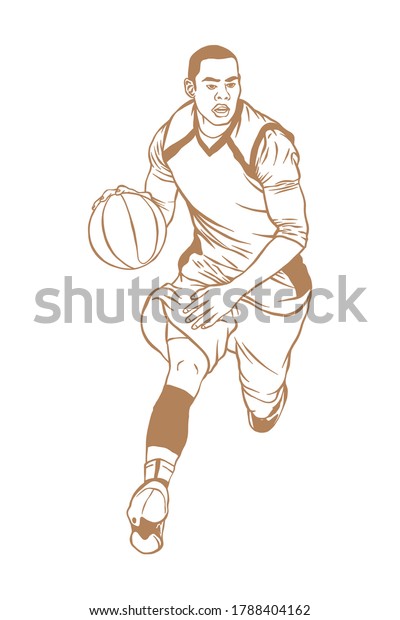 Professional Basketball Player Running Ball Hand Stock Vector (Royalty ...