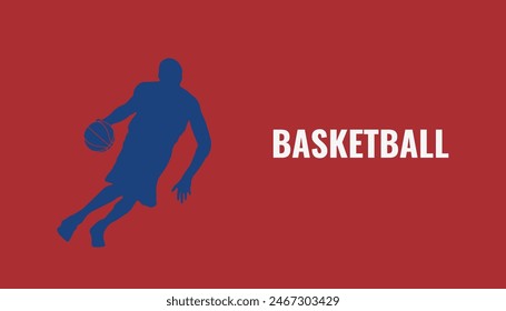 Professional Basketball Player Silhouette Design. Sports Graphic Illustration. Multi Sport Event Tournament Template. Team Logo. Symbolic Background.