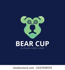 Professional Bear cup logo design vector templates