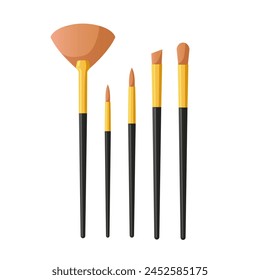 Professional beauty makeup brushes isolated on white background.
