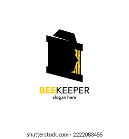 Professional bee keeper logo. bee farmer logo. Bee keeper icon vector
