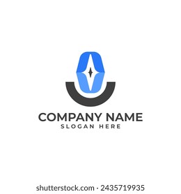 Professional and best logo for the UAV letter mark in modern and abstract style of a house and drone aerial photography in blue and black color palette

