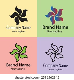 Professional Best Unique Latest logo design with different designs of the same shape For business company. Color editable.