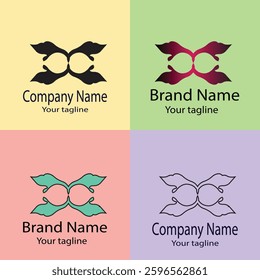 Professional Best Unique Latest logo design with different designs of the same shape For business company. Color editable.