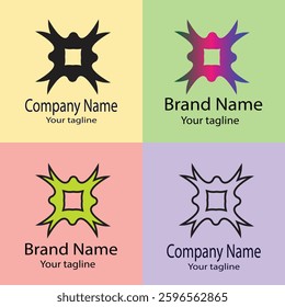 Professional Best Unique Latest logo design with different designs of the same shape For business company. Color editable.