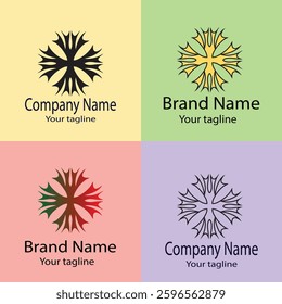 Professional Best Unique Latest logo design with different designs of the same shape For business company. Color editable.