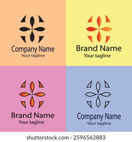 Professional Best Unique Latest logo design with different designs of the same shape For business company. Color editable.
