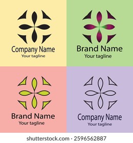Professional Best Unique Latest logo design with different designs of the same shape For business company. Color editable.